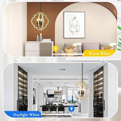 ثريا إبداعية من الخشب الصلب بتصميم صناعي، ذات أربعة مصابيح، بتصميم خاص 
