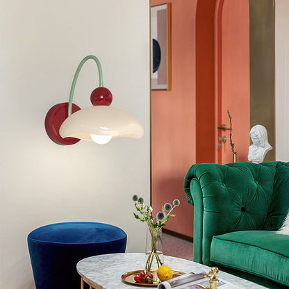 Modern Minimalist Disc Spherical Iron Glass 1-Light Wall Sconce Lamp For Bedroom