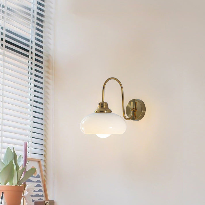 Traditional French Iron Ceramic Ball Ribbed Flower Bud 1-Light Wall Sconce Lamp For Bedside