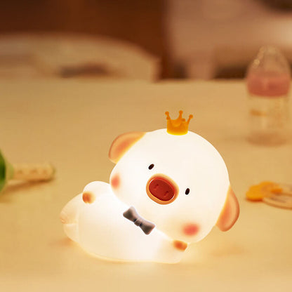 Cute Piggy Silicone LED Night Light Bedside Table Lamp