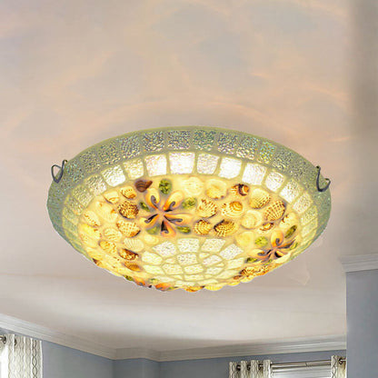 Tiffany Creative Mosaic Shells 1-Light Flush Mount Ceiling Light