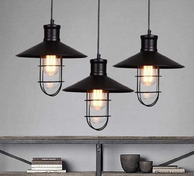 Black Cage Iron Lampshade 1-Light Single Bell Pendant Light