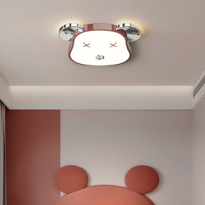 Modern Art Deco Violent Bear PE Iron LED Flush Mount Ceiling Light For Bedroom