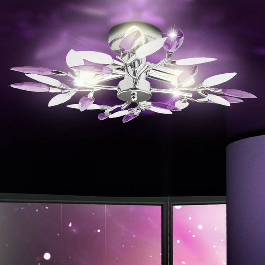 Creative Simple Crystal Leaf Combination Design 3-Light Flush Mount Light