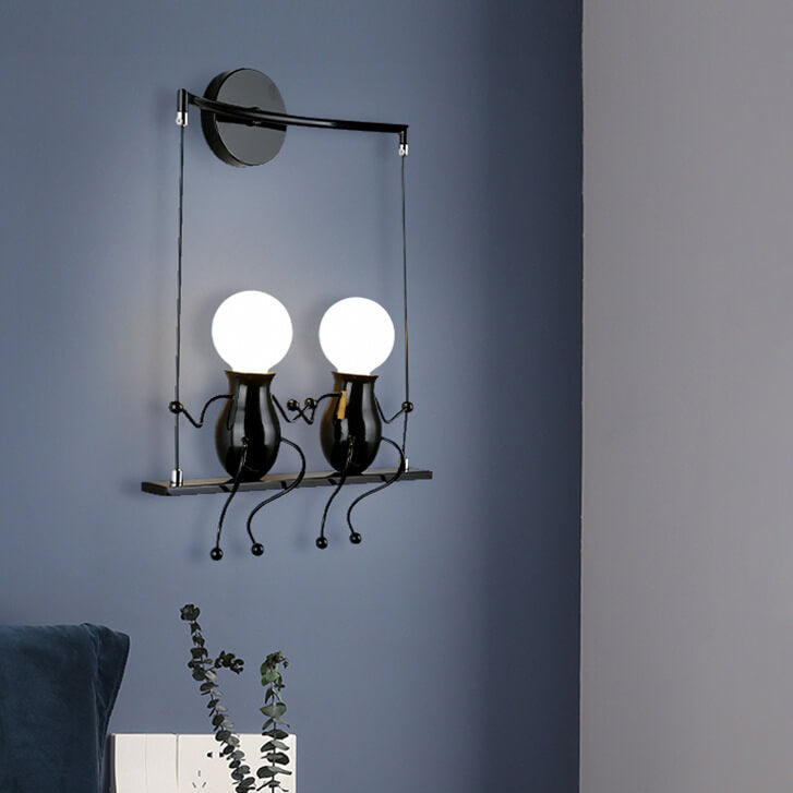 Contemporary Creative Iron Children's Ball 2-Light Wall Sconce Lamp For Bedroom