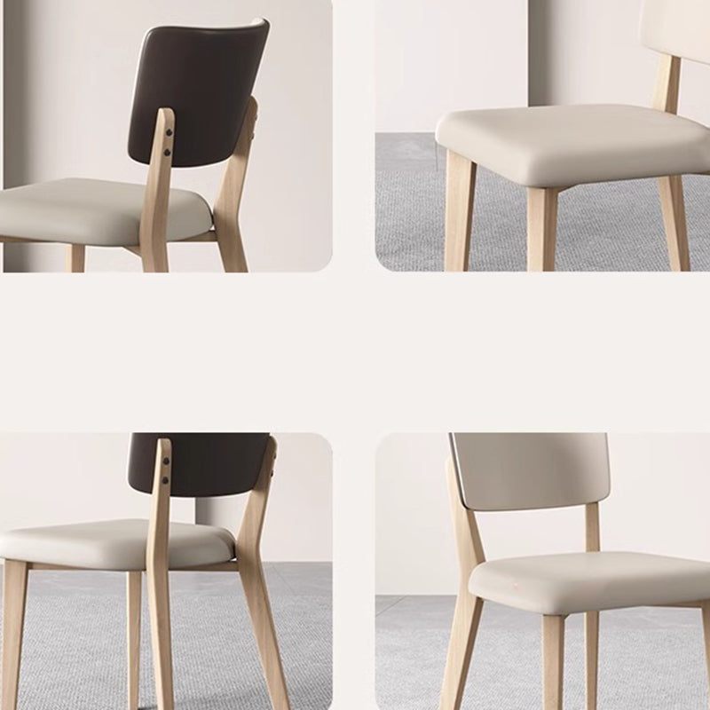 Contemporary Nordic Square PU Leather Solid Wood Frame Dining Chair Backrest For Dining Room