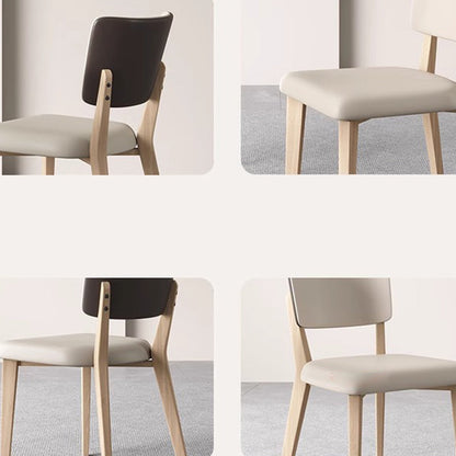 Contemporary Nordic Square PU Leather Solid Wood Frame Dining Chair Backrest For Dining Room