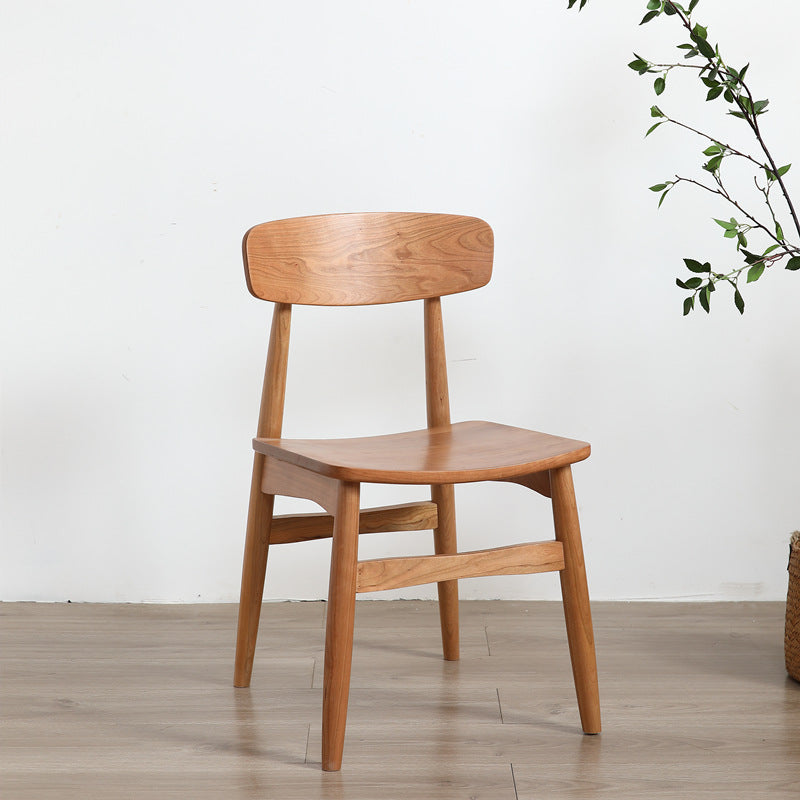 Traditional Vintage Square Cherry Wood Dining Chair Backrest Footrest For Dining Room