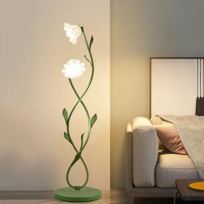 French Light Luxury Flower Glass Hardware Base 2/3-Light Standing Floor Lamp