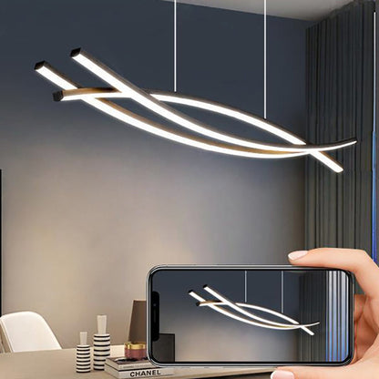 Modern Minimalist Wave Arch Aluminum Hardware LED Island Light Chandelier For Dining Room