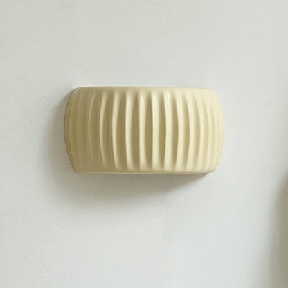 Contemporary Nordic Cream Ribbed Resin Semi-circular Shade 2-Light Wall Sconce Lamp For Bedroom