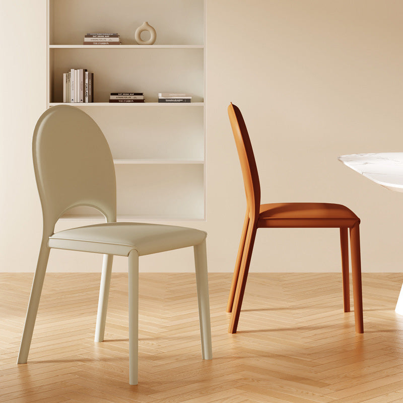 Contemporary Nordic Square Oval Faux Leather Carbon Steel Dining Chair Backrest For Dining Room