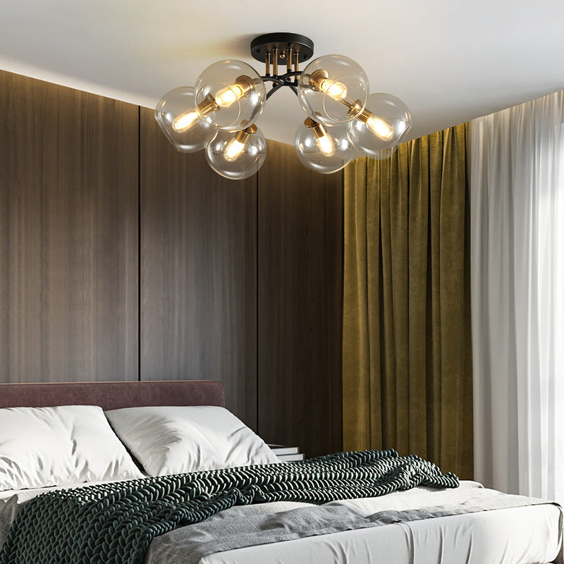 Modern Light Luxury Glass Magic Bean Round 4/6/8 Light Semi-Flush Mount Ceiling Light
