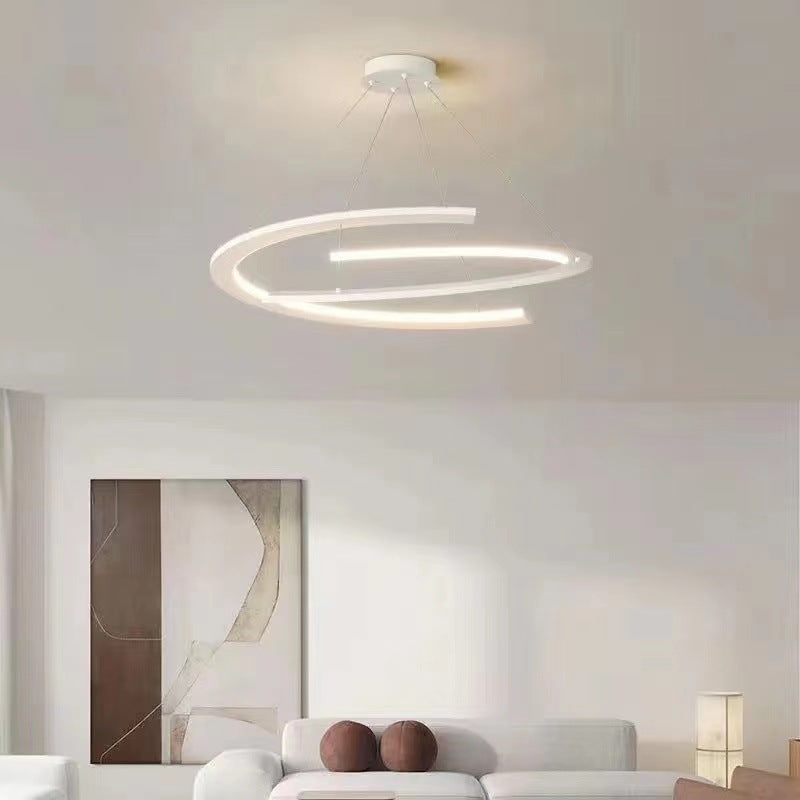 ثريا LED منحنية من الألومنيوم والسيليكون بتصميم عصري بسيط لغرفة المعيشة