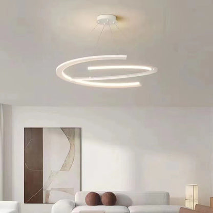 ثريا LED منحنية من الألومنيوم والسيليكون بتصميم عصري بسيط لغرفة المعيشة