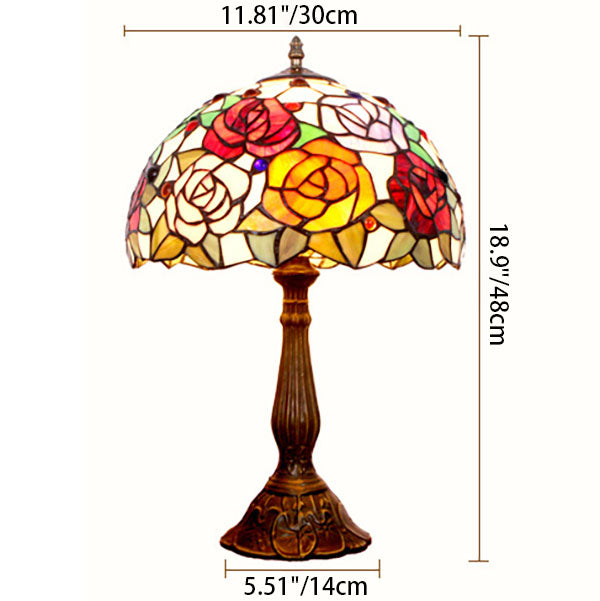 Tiffany Creative Alloy Four-Color Rose 1-Light Table Lamp