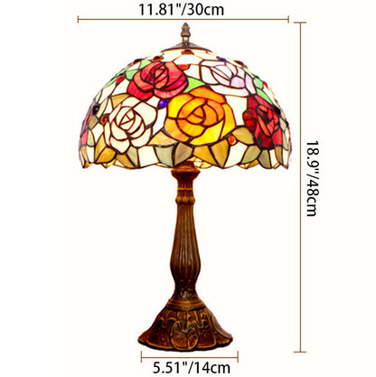 Tiffany Creative Alloy Four-Color Rose 1-Light Table Lamp