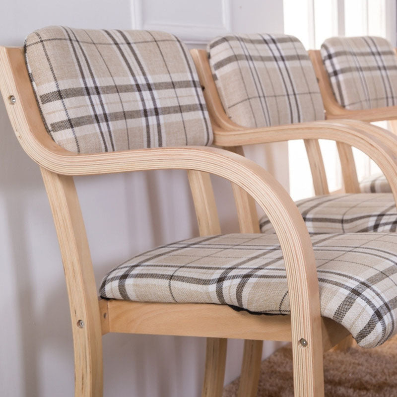 Contemporary Nordic Wood Cotton Linen Fabric PU Leather Velvet Sponge Square Dining Chair Backrest Armrest For Dining Room