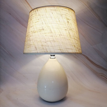 Nordic White Fabric Oval Ceramic Base 1-Light Table Lamp