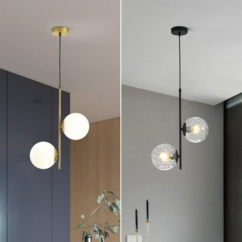 Modern Minimalist Iron Glass 2-Light Chandelier