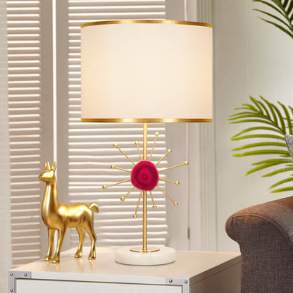 European Light Luxury Fabric Agate Base 1-Light Table Lamp