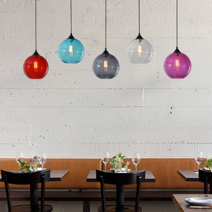 Nordic Minimalist Stained Round Glass 1-Light Pendant Light