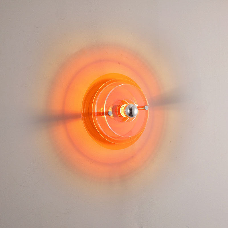 Contemporary Creative Colorful Iron Acrylic Flying Saucer Shade 1-Light Wall Sconce Lamp For Entertainment Room