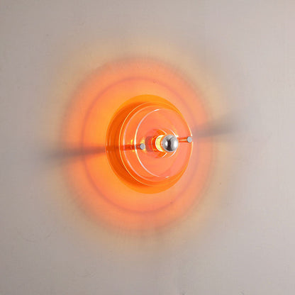 Contemporary Creative Colorful Iron Acrylic Flying Saucer Shade 1-Light Wall Sconce Lamp For Entertainment Room