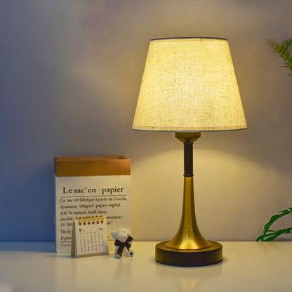 European Retro Metal Fabric USB Remote Control LED Table Lamp