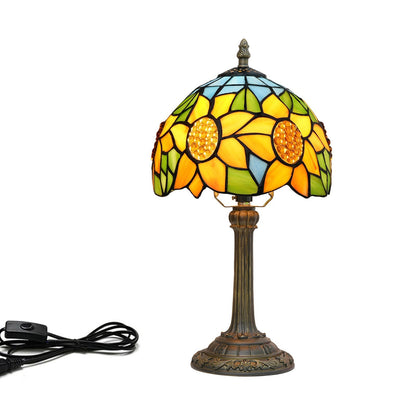 Traditional Tiffany Sunflower Umbrella Shape Resin Glass 1-Light Table Lamp For Bedroom