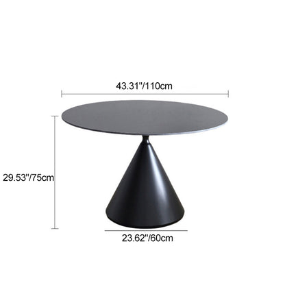 Modern Minimalist Round Solid Multi-Layer Plate Carbon Steel Dining Table for 4 Seats