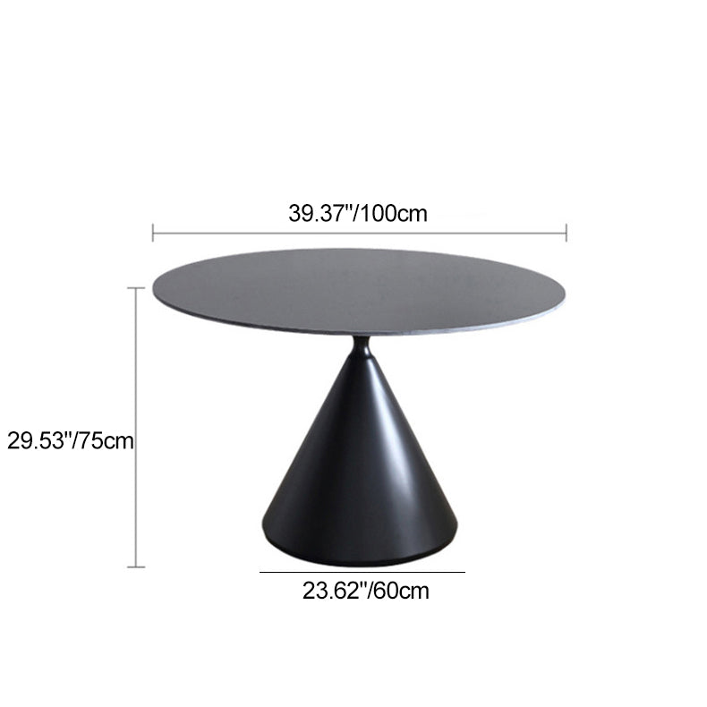 Modern Minimalist Round Solid Multi-Layer Plate Carbon Steel Dining Table for 4 Seats