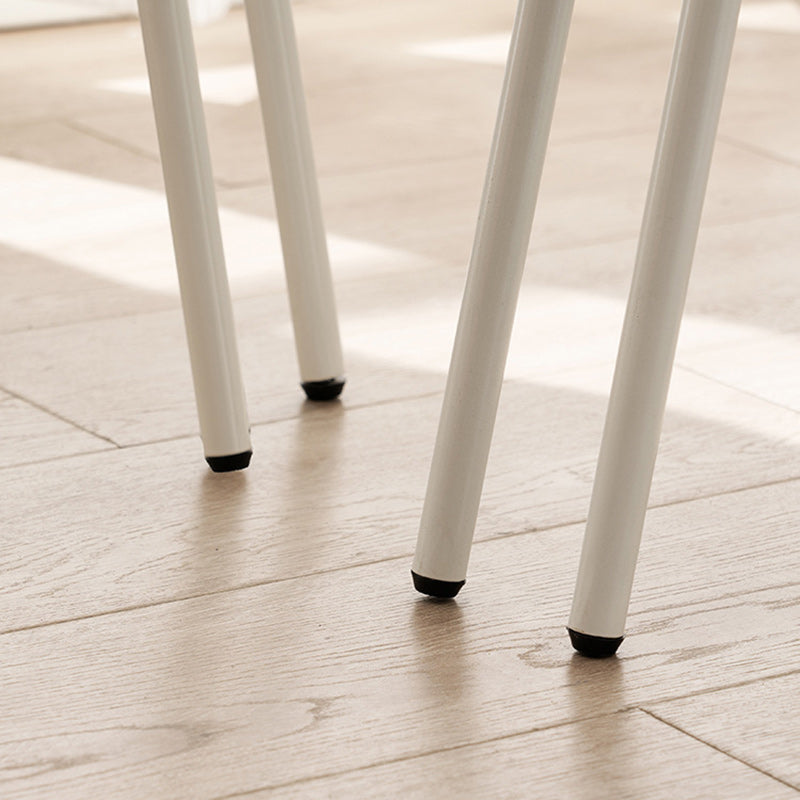 Traditional Vintage Round Rubberwood Steel Vanity Stool Backrest Armless For Bedroom