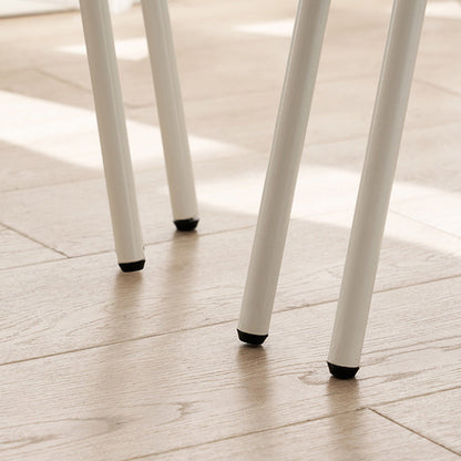 Traditional Vintage Round Rubberwood Steel Vanity Stool Backrest Armless For Bedroom