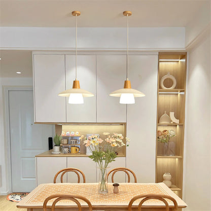 Japanese Minimalist Log Glass 1-Light Pendant Light