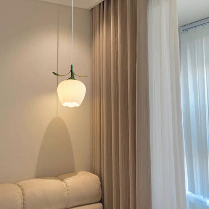 Contemporary Scandinavian Bellflower Iron Glass 1-Light Pendant Light For Living Room