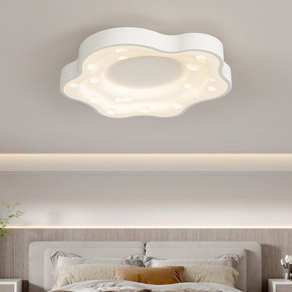 Modern Minimalist Cheese Cream Acrylic Iron LED Flush Mount Ceiling Light For Bedroom