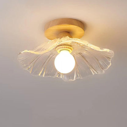 Japanese Simple Glass Log 1-Light Semi-Flush Mount Light