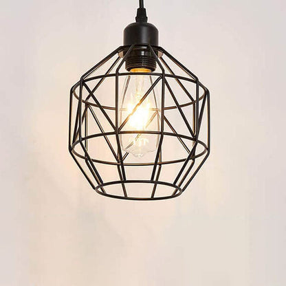 Contemporary Industrial Polygonal Iron 1-Light Pendant Light For Living Room