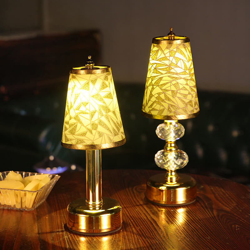Retro Luxury Fabric Crystal Base LED Table Lamp