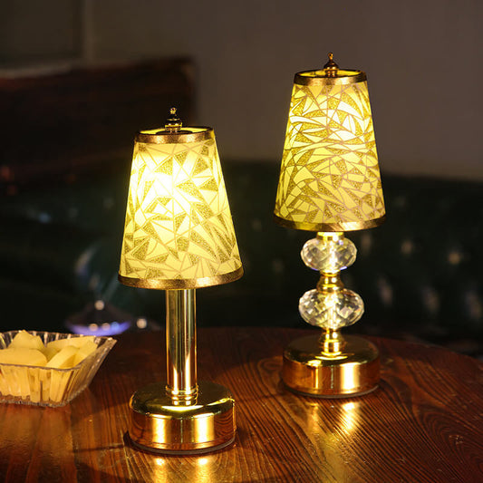 Retro Luxury Fabric Crystal Base LED Table Lamp