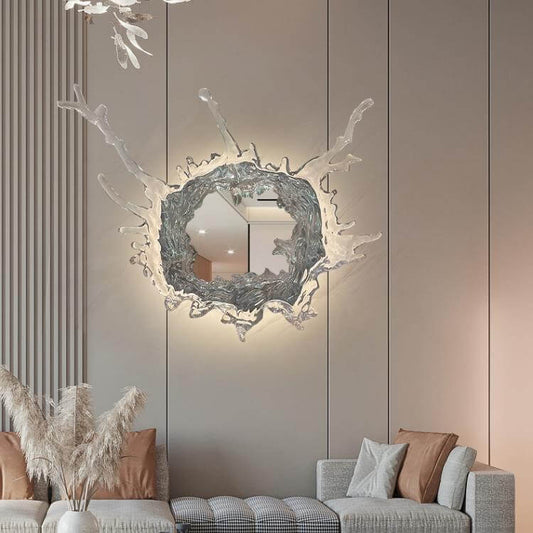 مصباح حائط LED بتصميم عصري إبداعي من الفولاذ المقاوم للصدأ مع رذاذ ماء من الأكريليك