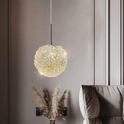 Modern Golden Glamour Crystal Ball Shade 1-Light Pendant Light