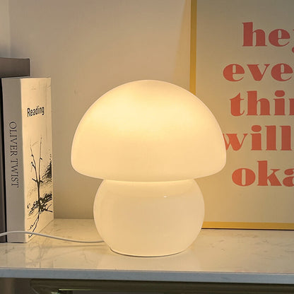 Nordic Vintage Round Mushroom Striped Glass 1-Light Table Lamp