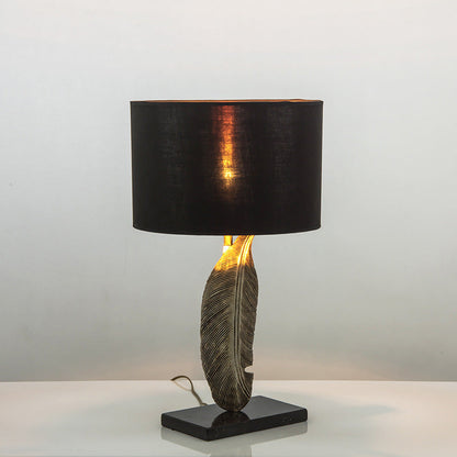 Modern Art Deco Leaf Resin Fabric Iron 1-Light Table Lamp For Living Room