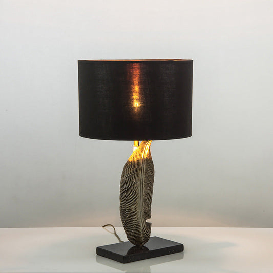 Modern Art Deco Leaf Resin Fabric Iron 1-Light Table Lamp For Living Room