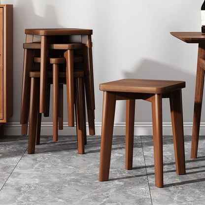 Modern Minimalist Square Upholstered Wood Technology Cloth Faux Leather Dining Chair Backless For Dining Room