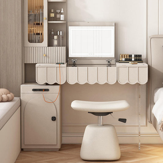 Contemporary Simplicity Rectangular Faux Leather Upholstered Height Adjustable Vanity Stool For Bedroom