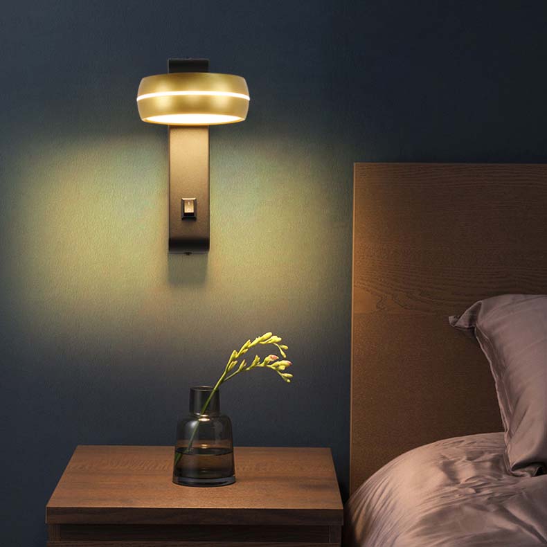 مصباح حائط LED مستطيل الشكل من الألومنيوم والحديد PS بتصميم عصري بسيط لغرفة النوم 
