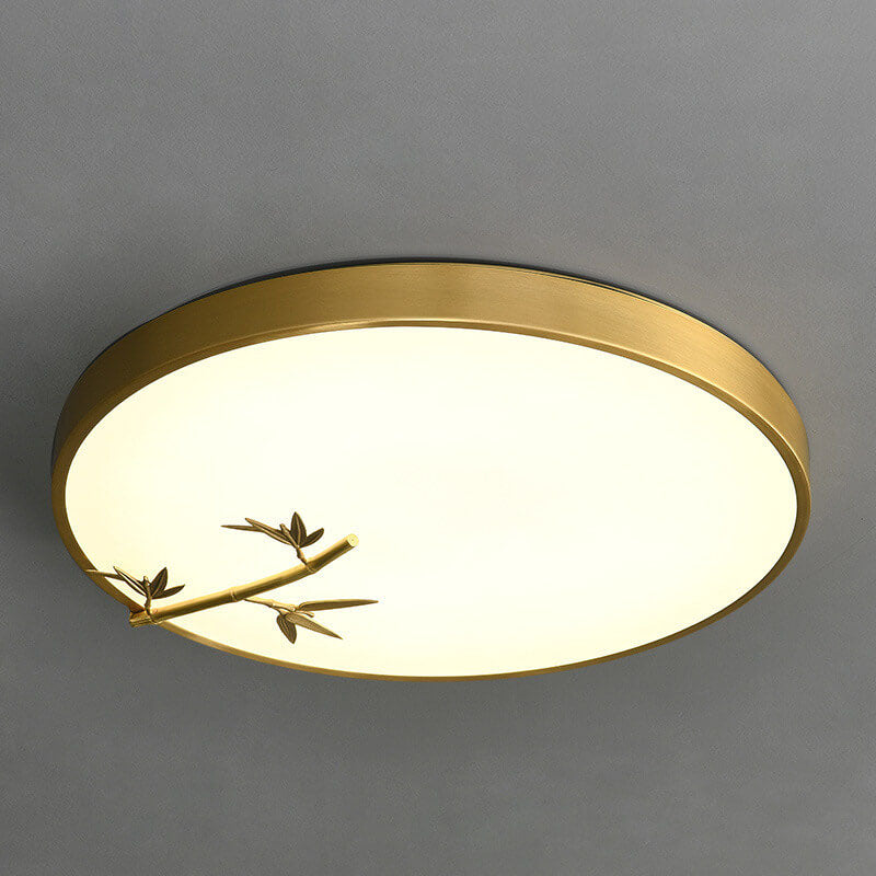 Modern Round Bamboo Pattern LED Flush Mount Ceiling Light